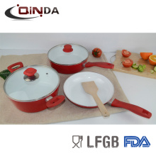 Ensemble de batterie de cuisine forgé rouge 6pcs